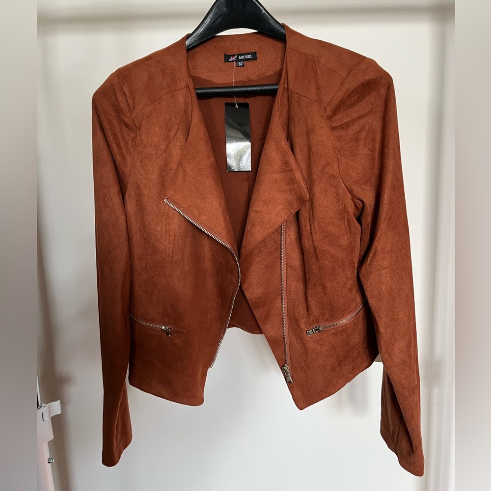 Michel Cropped Faux-Suede Jacket